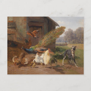 Cartão Postal Cão no quintal das aves por Carl Jutz
