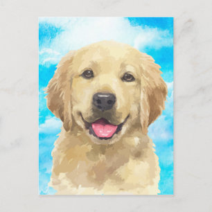 Cartão Postal Cão-ouro Pet Animal Pet Aquarela