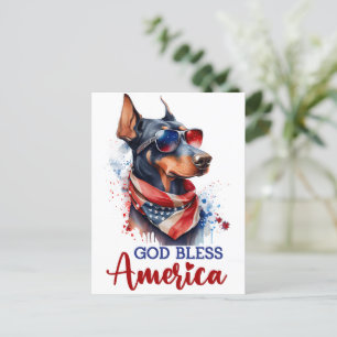 Cartão Postal Cão Patriótico - Doberman