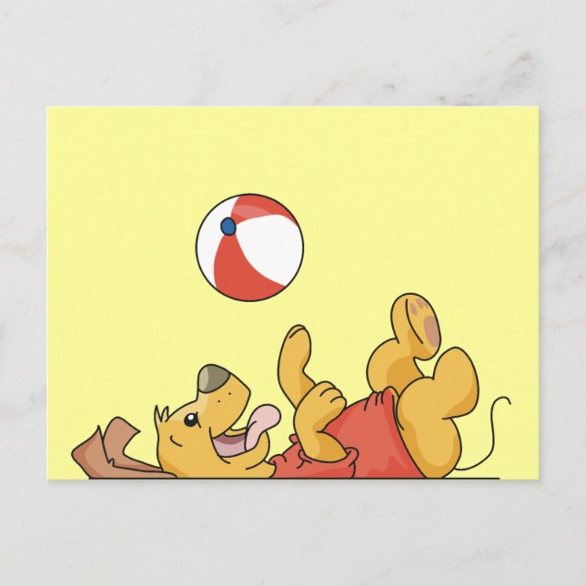 Cartão Postal Cão que joga com camiseta e presentes da bola (Frente)