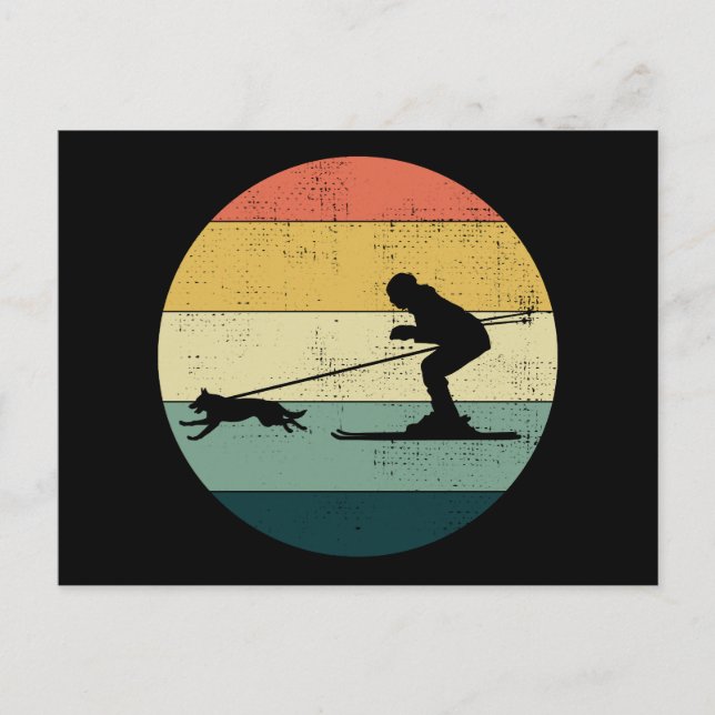 Cartão Postal Cão Skijoring Extreme Winter Sport Ski Race Racing (Frente)