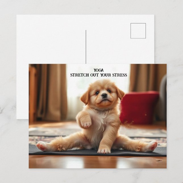 Cartão Postal Cão Yoga (Frente/Verso)
