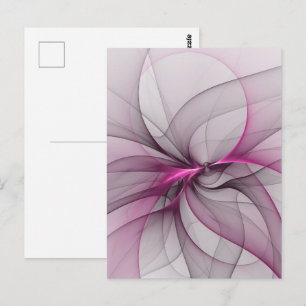 Cartão Postal Caos Moderno Elegante Arte Fractal Abstrata Rosa