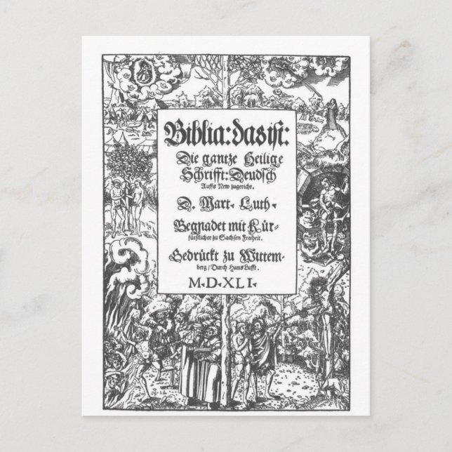 Cartão Postal Capa da antiga Bíblia de Lutero (Frente)