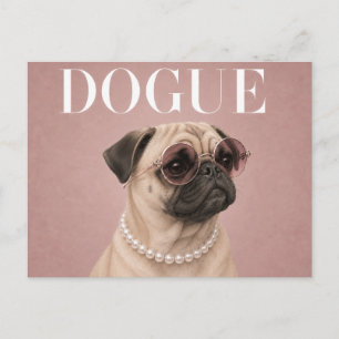 Cartão Postal Capa de Cachorro Pug Rosa