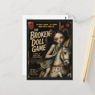 Cartão Postal Capa de Livro de Terror Fantasia do Jogo da Boneca