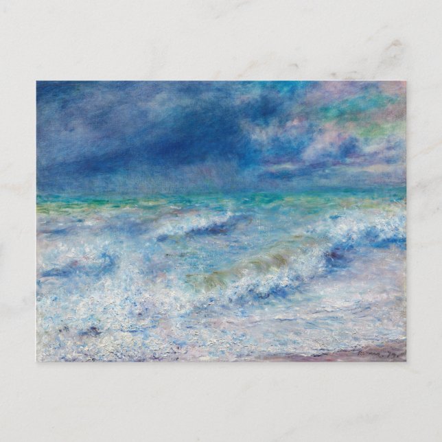 Cartão Postal Capa de Mar Azul por Impressionista Renoir (Frente)