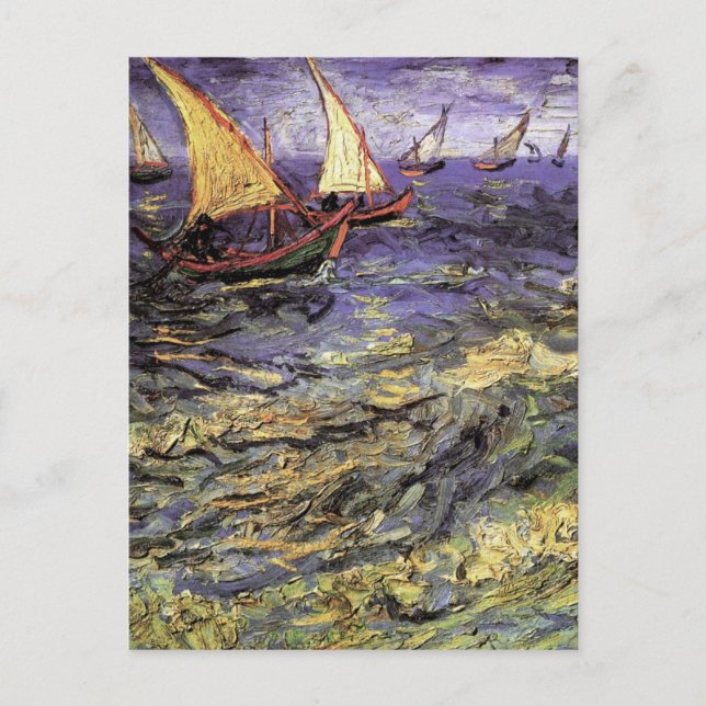 Cartão Postal Capa de mar em Saintes Maries por Vincent van Gogh (Frente)
