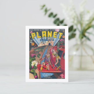 Cartão Postal Capa de Revista em Quadrinhos de Ficção Científica