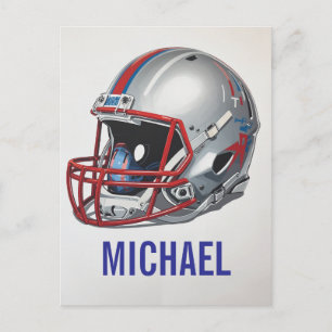 Cartão Postal Capacete de Futebol Motivacional Inspirador Nome