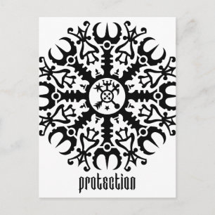 Cartão Postal Capacete de reverência - Aegishjalmur n.o 1 (preto