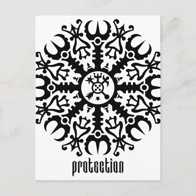 Cartão Postal Capacete de reverência - Aegishjalmur n.o 1 (preto (Frente)