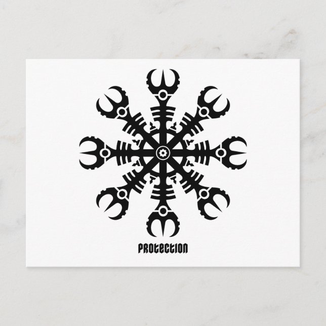 Cartão Postal Capacete do incrédulo - Aegishjalmur No.2 (preto) (Frente)