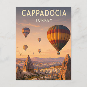 Cartão Postal 🎈 Capadócia Turquia Balão de Ar Quente Vistas do