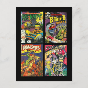 Cartão Postal Capas de Revistas em Quadrinhos Antigas em Postais