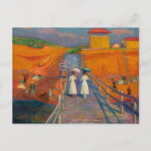 Cartão Postal Cape Cod Pier por William Glackens (Frente)