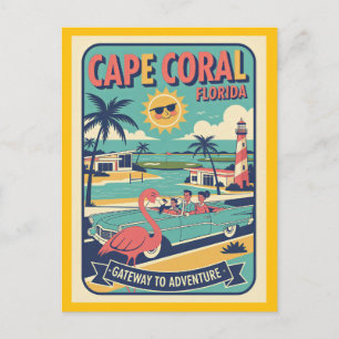 Cartão Postal Cape Coral FL Retro Viagens anos 50