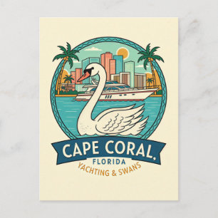 Cartão Postal Cape Coral FL Viagens Retro Iates Cisnes