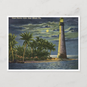Cartão Postal Cape Florida Light House, Miami, Florida Vintage