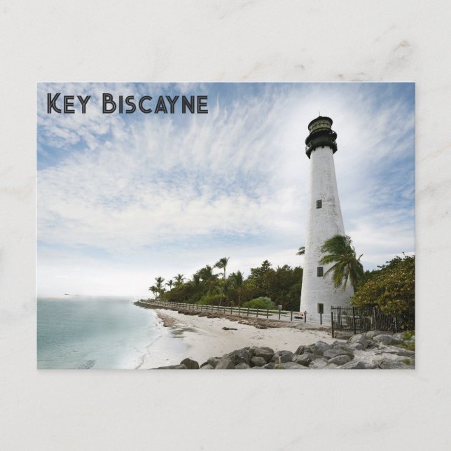 Cartão Postal Cape Florida Lighthouse Key Biscayne Viagem (Frente)