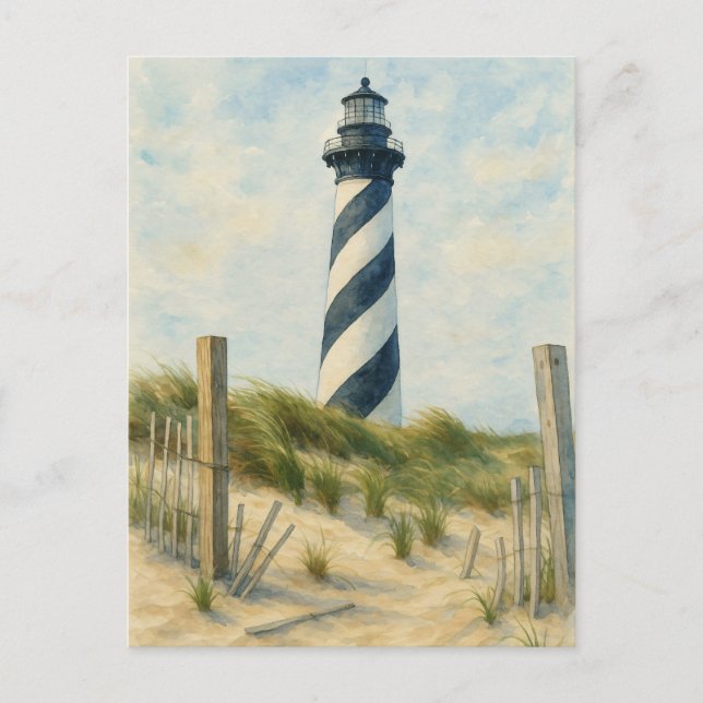 Cartão Postal Cape Hatteras Lighthouse Watercolor (Frente)