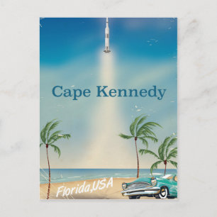 Cartão Postal Cape Kennedy, Flórida EUA impressão de viagem vint