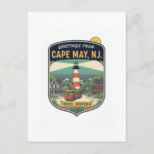 Cartão Postal Cape May NJ Saudações Retro Viagens