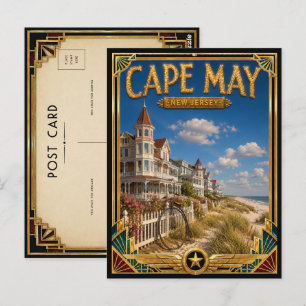 Cartão Postal Cape May Nova Jersey Arte Deco Vintage Era de Ouro
