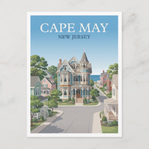 Cartão Postal Cape May Victorian Streetscape Nova Jersey