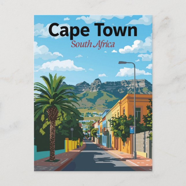 Cartão Postal Cape Town South Africa Colorful Street (Frente)