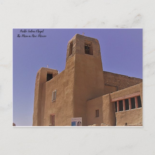 Cartão Postal Capela da Aldeia Indiana Pueblo (Frente)