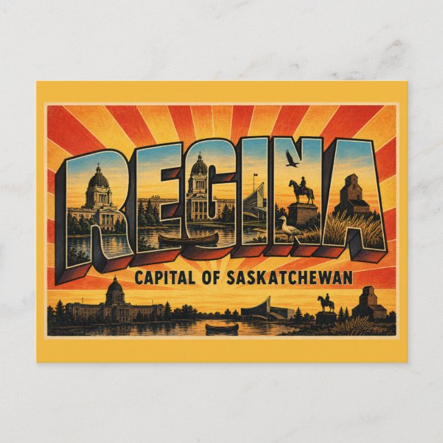 Cartão Postal Capital Regina Cidade Saskatchewan (Frente)