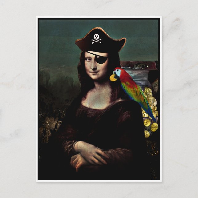 Cartão Postal Capitão Pirata Mona Lisa (Frente)