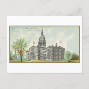 Cartão Postal Capitol Building in Lansing, Michigan, Vintage