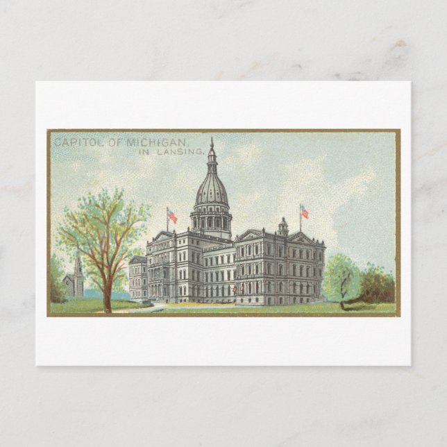 Cartão Postal Capitol Building in Lansing, Michigan, Vintage (Frente)