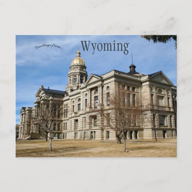 Cartão Postal Capitol Estadual de Wyoming em Cheyenne Wyoming (Frente)