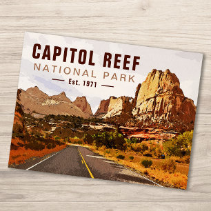 Cartão Postal Capitol Reef National Park Utah Desert Watercolor