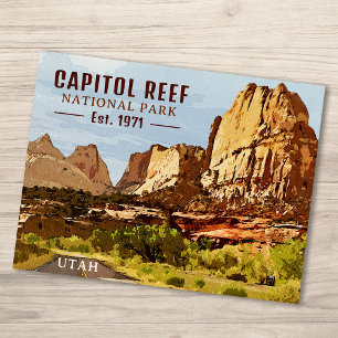Cartão Postal Capitol Reef National Park Utah Desert Watercolor