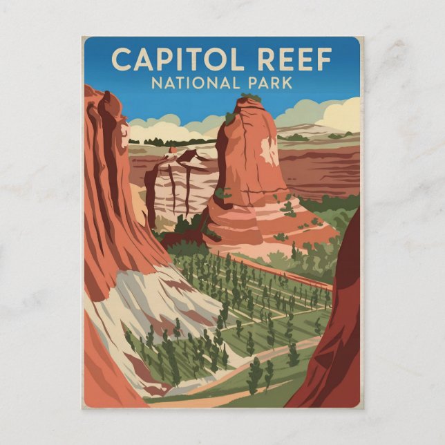 Cartão Postal Capitol Reef National Park Vintage (Frente)