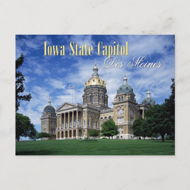 Cartão Postal Capitólio estadual de Iowa em Des Moines (Frente)