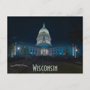 Cartão Postal Capitólio Estadual de Wisconsin Madison Wisconsin