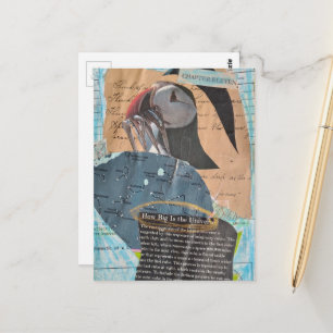 Cartão Postal Capítulo Onze do Puffin Colagem de Mídia Mista