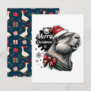Cartão Postal Capivara Fazendo Dab no Natal Papai Noel – Férias