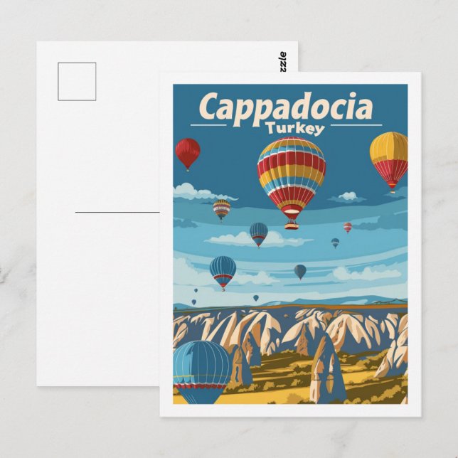 Cartão Postal Cappadocia Turkey Vintage Viagem (Frente/Verso)