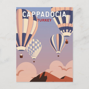 Cartão Postal Cappadocia Turquia Arte de Viagem Retro Vintage