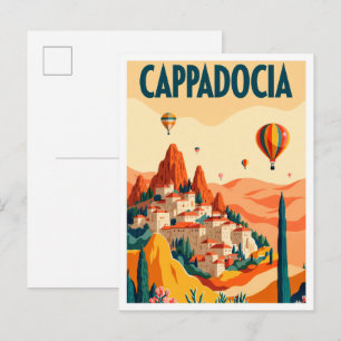 Cartão Postal Cappadocia Turquia Arte vintage Viagem