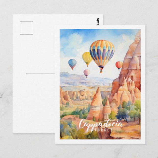 Cartão Postal Cappadocia Turquia, famosa Viagem (Frente/Verso)