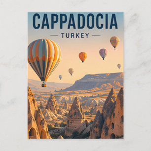 Cartão Postal Cappadocia Turquia Viagem Balões de Ar Quente