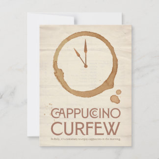 Cartão Postal Cappuccino Curfew – 11AM Coffee Postcard