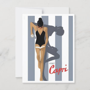 Cartão Postal Capri Itália - Viagem de Feriado Inspirado Retro